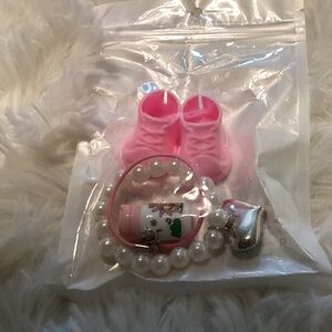 Labubu Doll 3 Pc Accessories (Shoes, Necklace,  Water Bottle), Color Multi Color